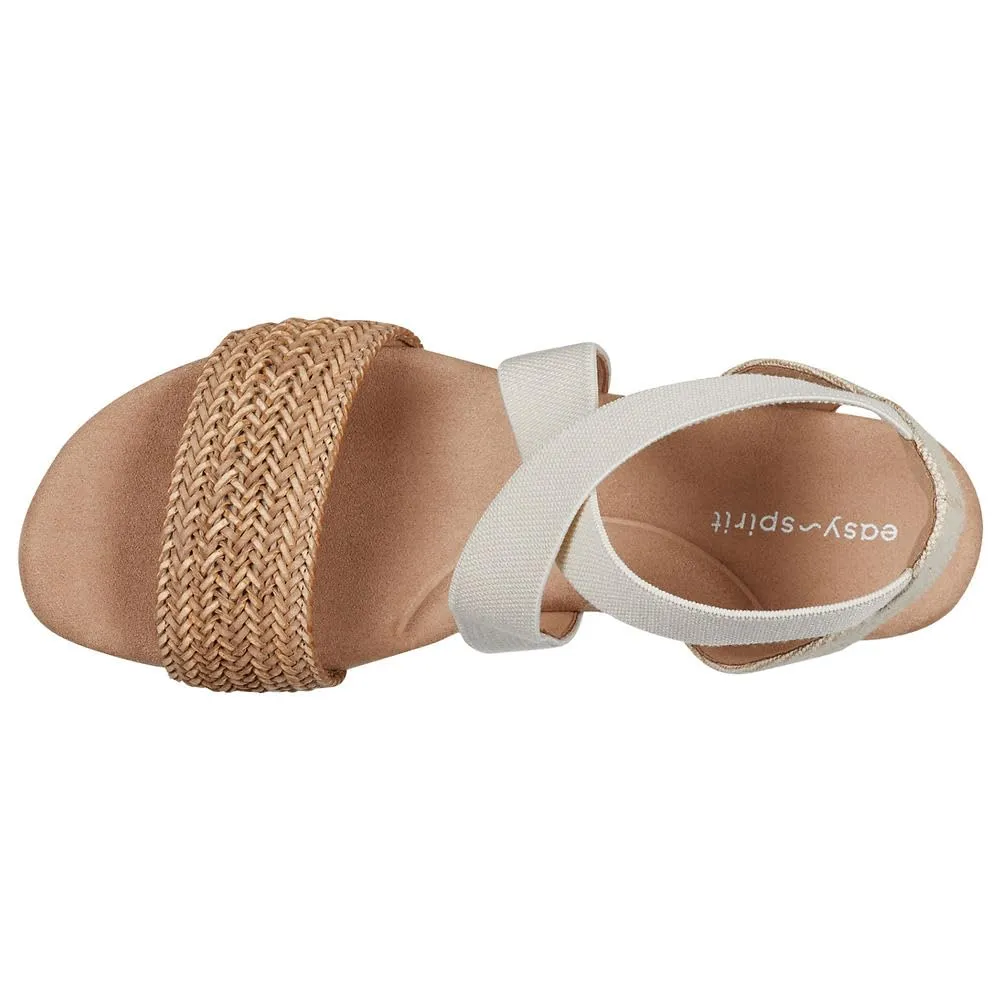 Easy Spirit Women's Lorena Wedge Sandal, Light Natural/Beige, 8