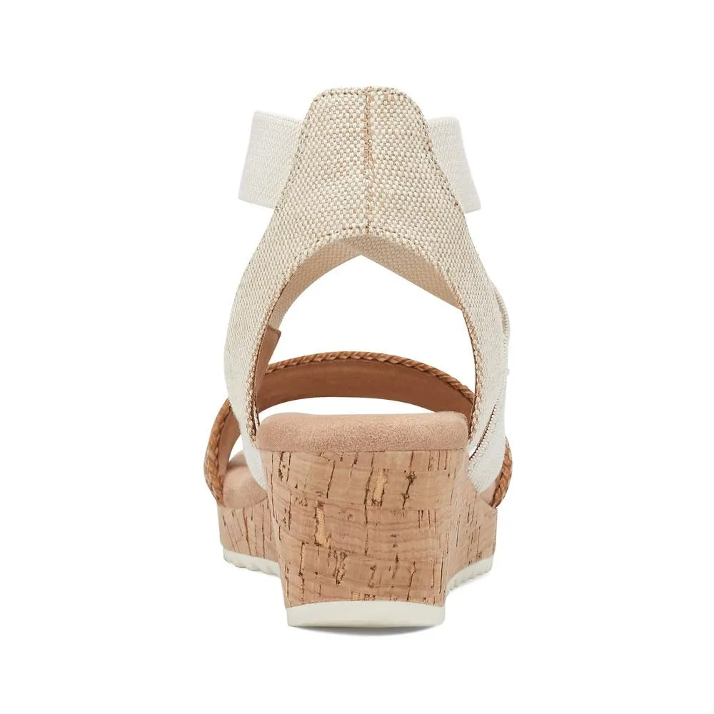 Easy Spirit Women's Lorena Wedge Sandal, Light Natural/Beige, 8