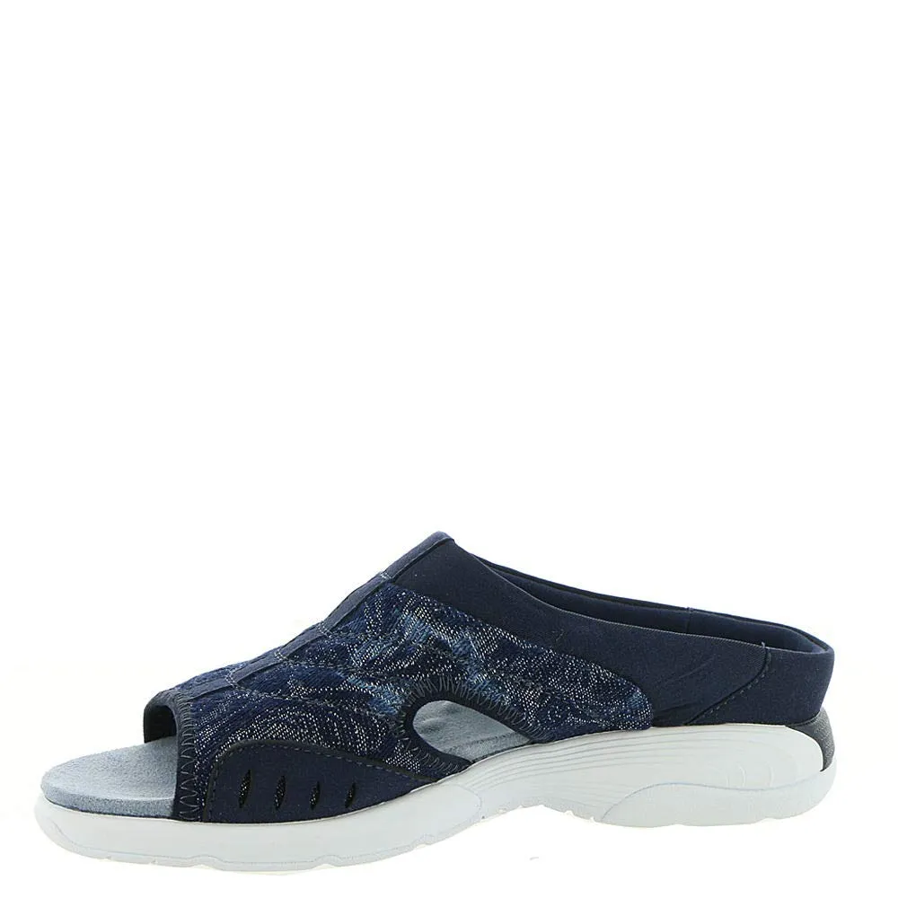 Easy Spirit Women's Traciee2 Flat Sandal, Navy-Blue-Floral, 8.5