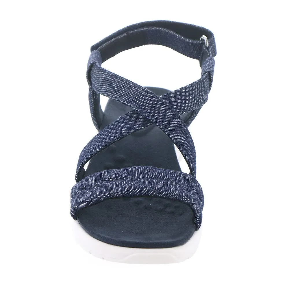 Easy Spirit Women's Treasur 7 Flat Sandal, Denim, 7.5