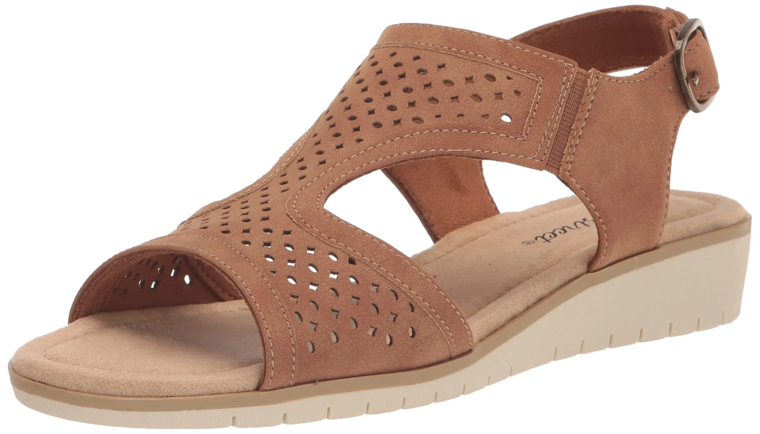Easy Street Women's Alba Wedge Sandal, Tan, 8