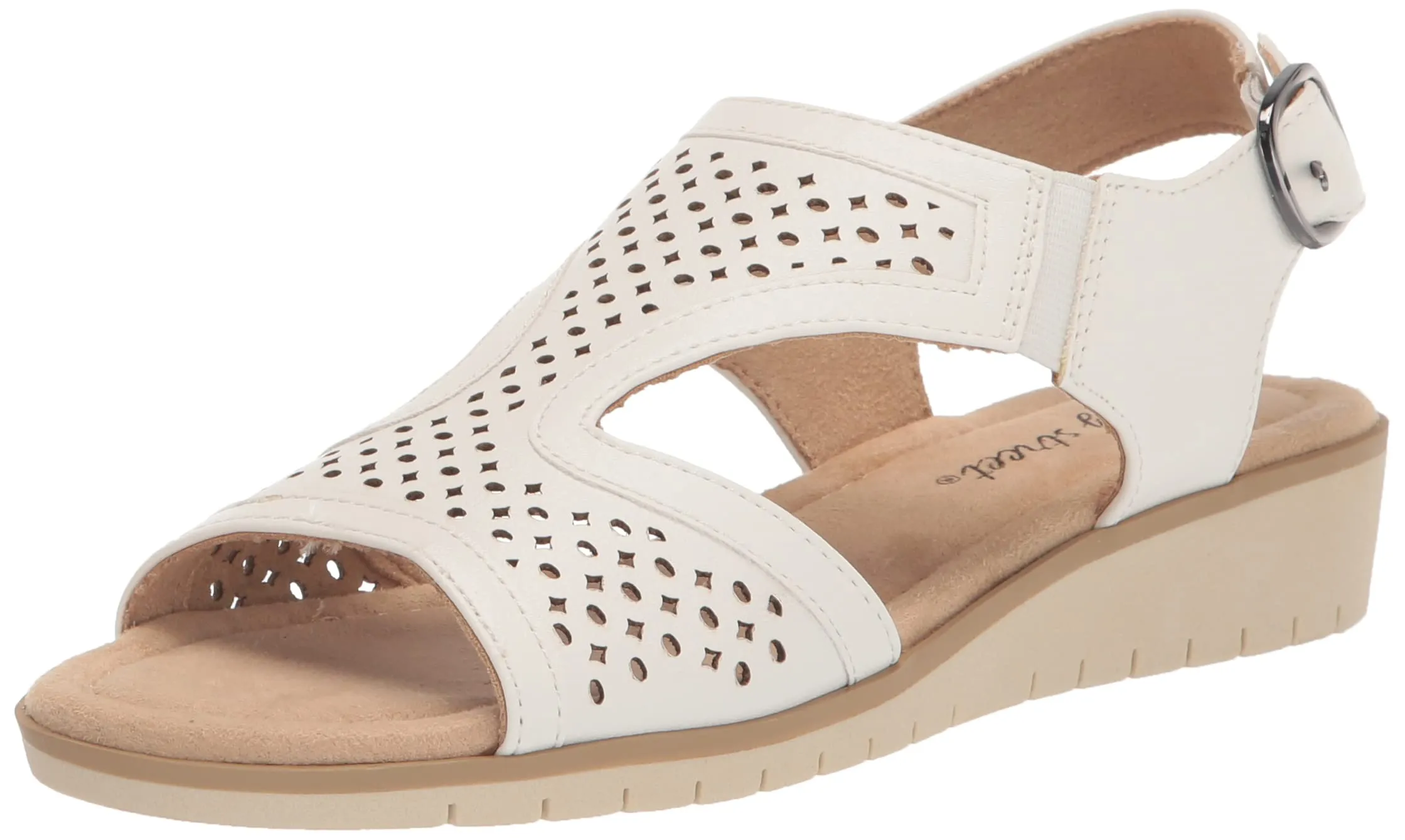 Easy Street Women's Alba Wedge Sandal, White, 6