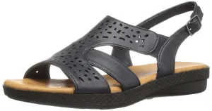 Easy Street Women's Bolt Flat Sandal, Navy, 9 Wide