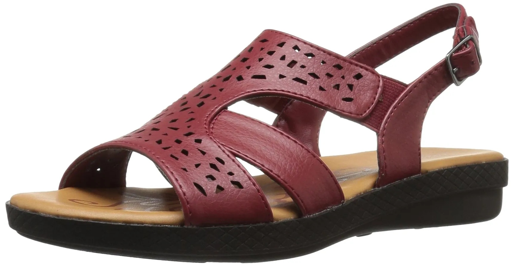 Easy Street Women's Bolt Flat Sandal, Red, 7.5 Wide