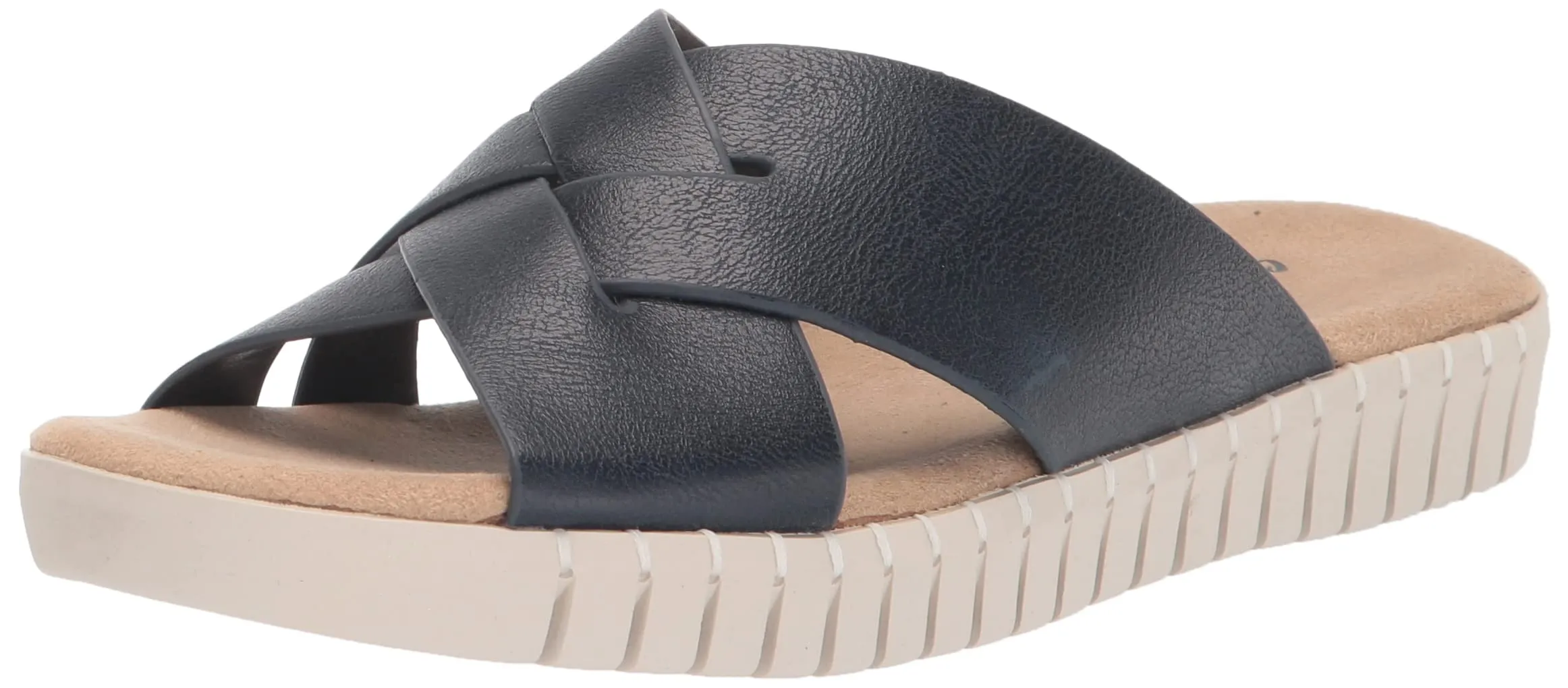 Easy Street Women's Brylee Flat Sandal Slide, Navy, 6.5