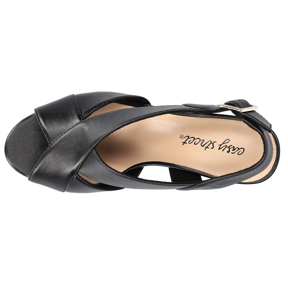 Easy Street Women's Christy Heeled Sandal, Black, 9.5 Wide