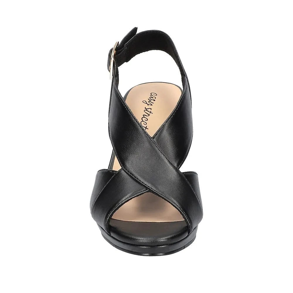 Easy Street Women's Christy Heeled Sandal, Black, 9.5 Wide