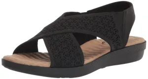 Easy Street Women's Claudia Wedge Sandal, Black, 7