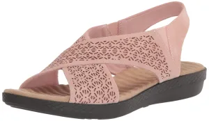 Easy Street Women's Claudia Wedge Sandal, Blush, 8 Wide