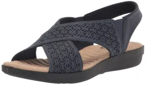 Easy Street Women's Claudia Wedge Sandal, Navy, 10 Narrow