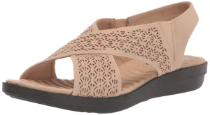 Easy Street Women's Claudia Wedge Sandal, Sand, 7.5 Wide