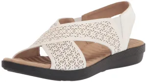 Easy Street Women's Claudia Wedge Sandal, White, 7