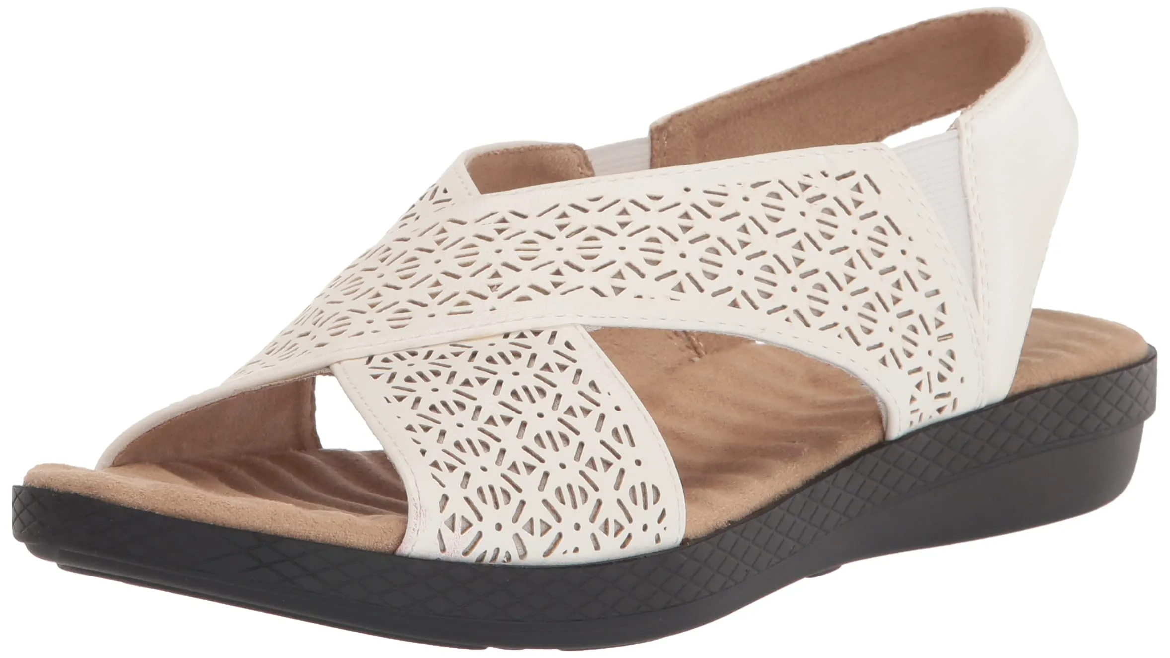 Easy Street Women's Claudia Wedge Sandal, White, 7