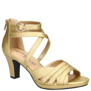 Easy Street Women's Crissa Heeled Sandal, Gold Satin, 7