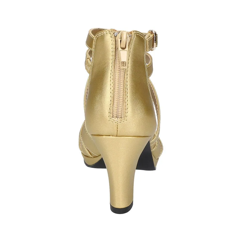 Easy Street Women's Crissa Heeled Sandal, Gold Satin, 7