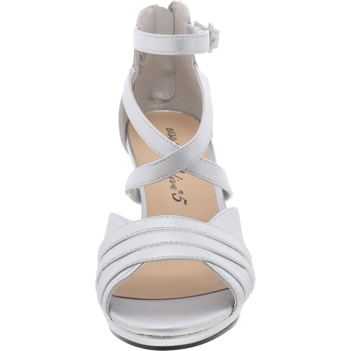 Easy Street Women's Crissa Heeled Sandal, Silver Satin, 11