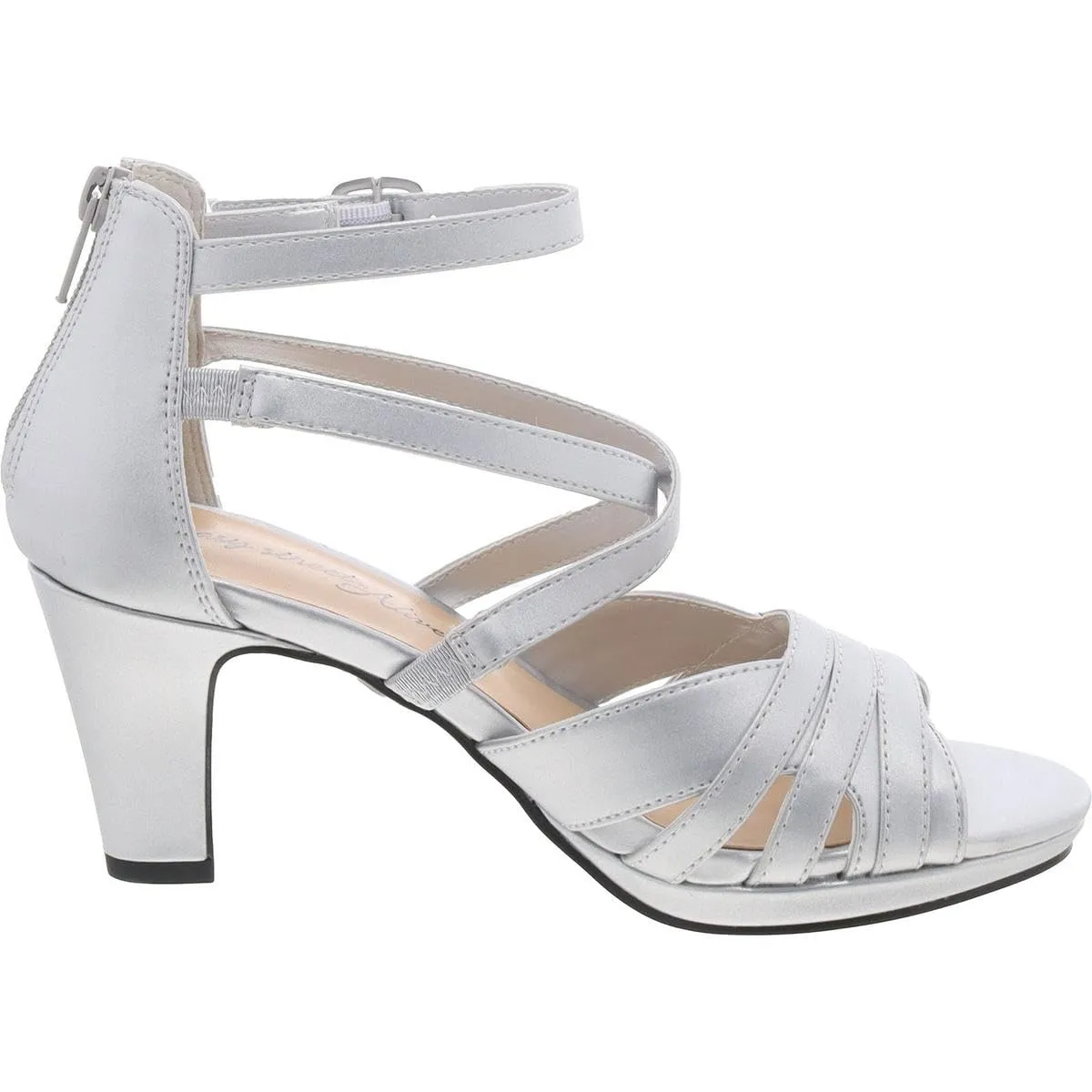Easy Street Women's Crissa Heeled Sandal, Silver Satin, 11