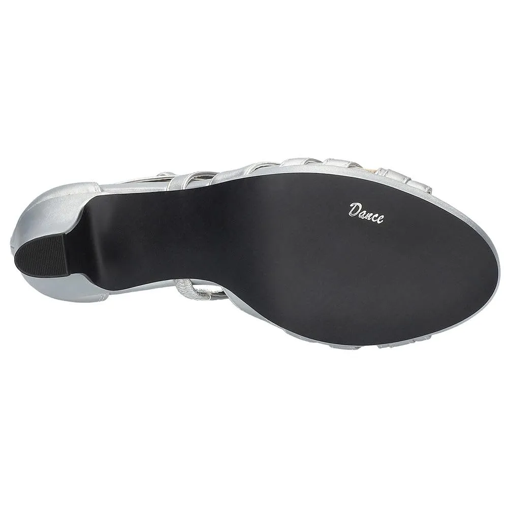 Easy Street Women's Crissa Heeled Sandal, Silver Satin, 7.5