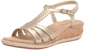 Easy Street Women's Dorinda Wedge Sandal, Gold, 9