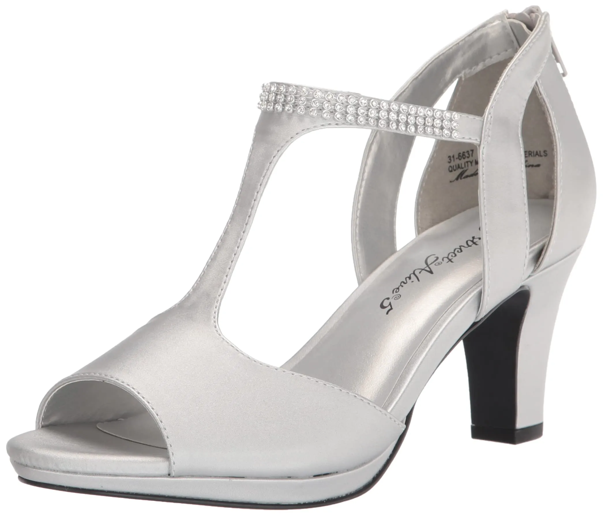 Easy Street Women's Flash Heeled Sandal, Silver Satin, 7.5 X-Wide
