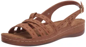 Easy Street Women's Kehlani Flat Sandal, Tan, 7