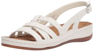 Easy Street Women's Kehlani Wedge Sandal, White, 6.5 Wide