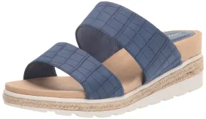 Easy Street Women's Maryann Wedge Sandal, Denim Croco, 9 Wide