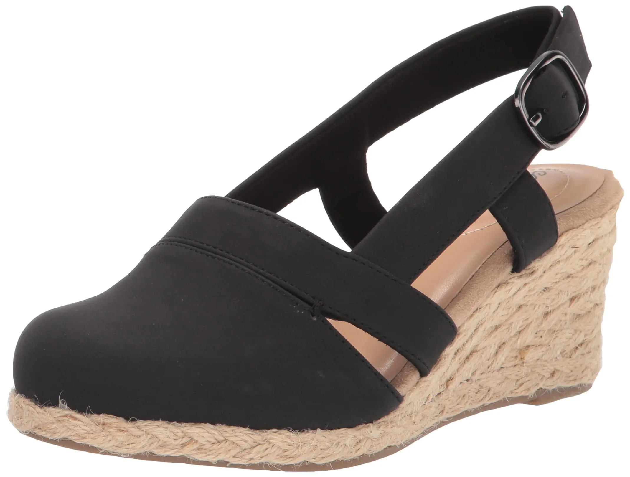 Easy Street Women's Stargaze Wedge Sandal, Black, 8.5