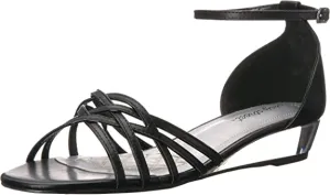 Easy Street Women's Tarrah Wedge Sandal, Black/Black Patent Piping, 7 M US