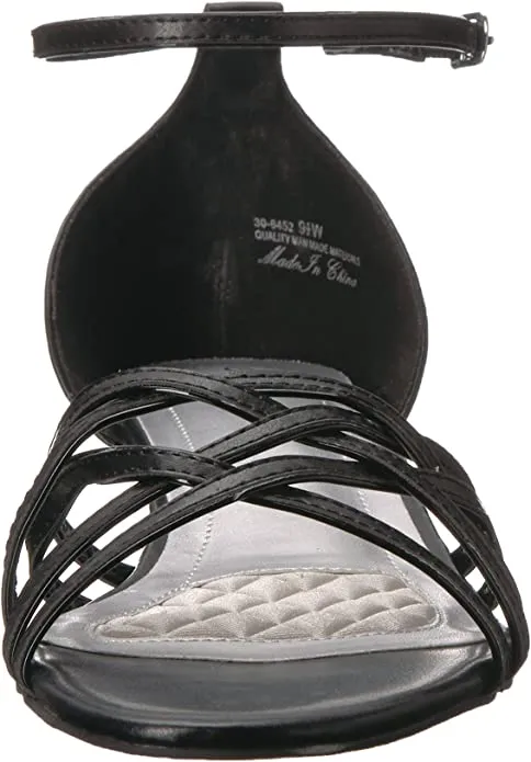 Easy Street Women's Tarrah Wedge Sandal, Black/Black Patent Piping, 7 M US
