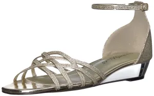Easy Street Women's Tarrah Wedge Sandal, Gold Glitter, 7.5 M US