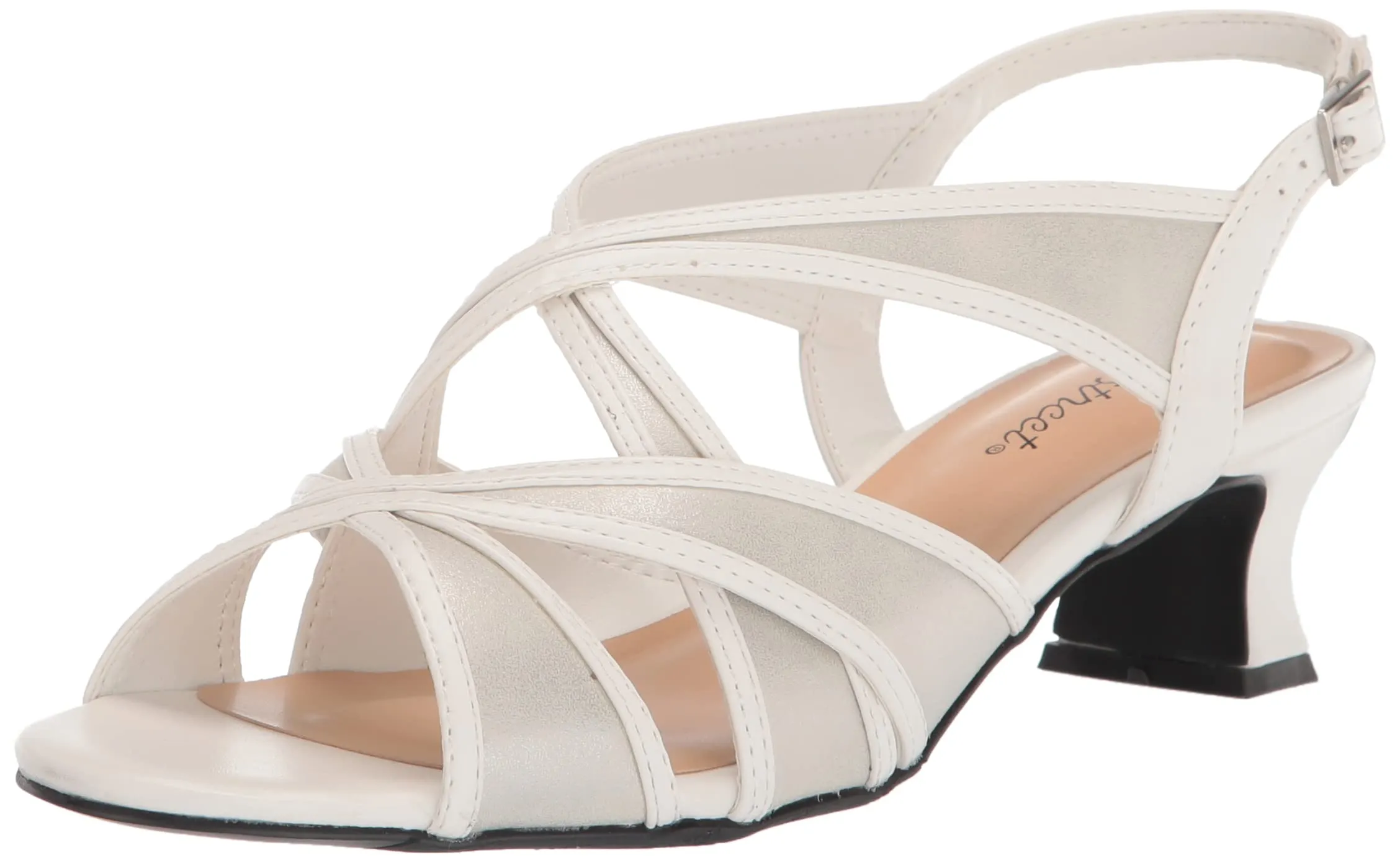 Easy Street Women's Tristen Heeled Sandal, White, 9 X-Wide