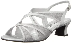 Easy Street Women's Tristen Slingback Sandal Heeled, Silver-Glitter, 7