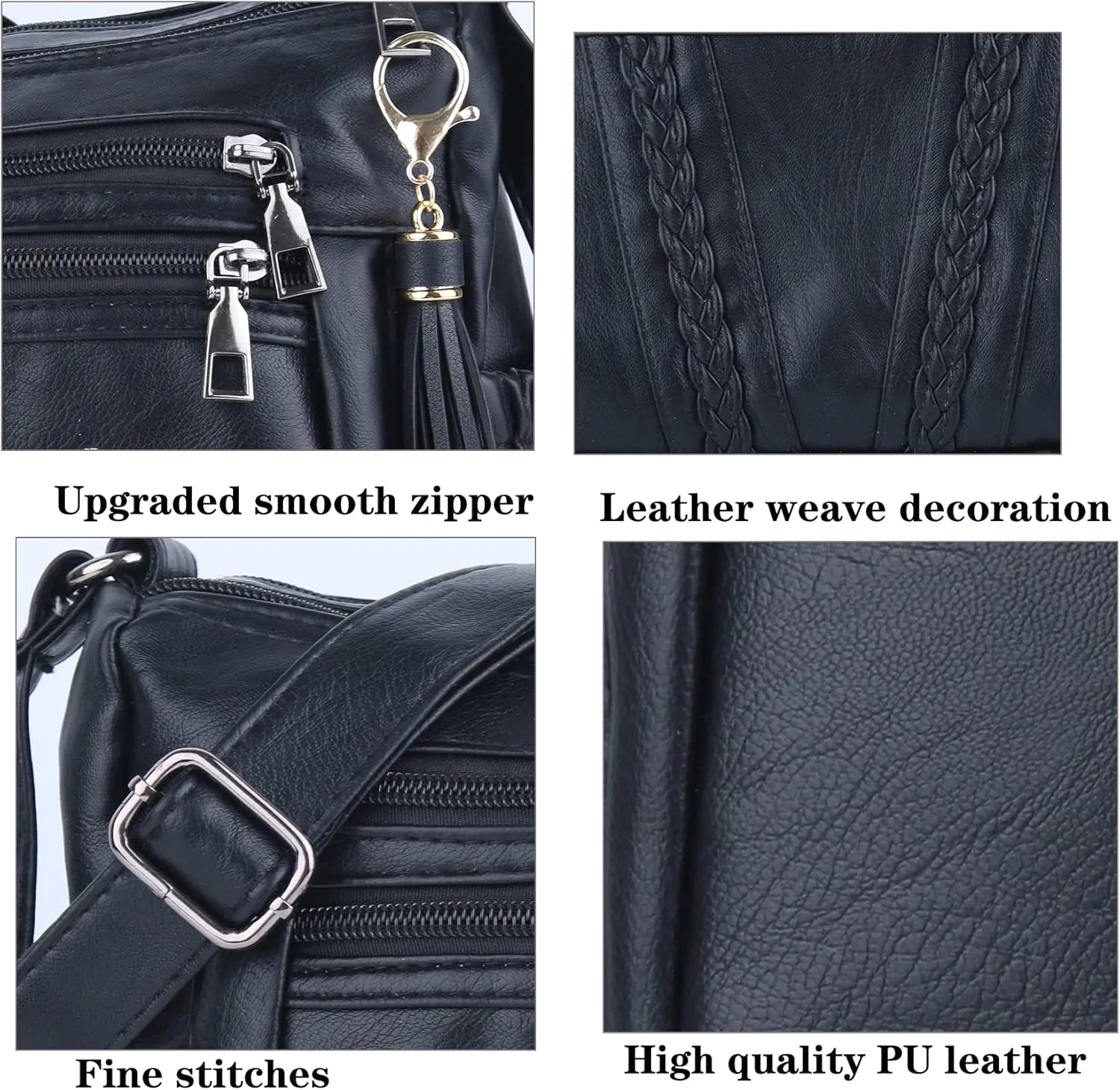 ELDA Crossbody Bags For Women Pocketbooks Soft PU Leather Purses and Handbags Multi Pocket Shoulder Bag