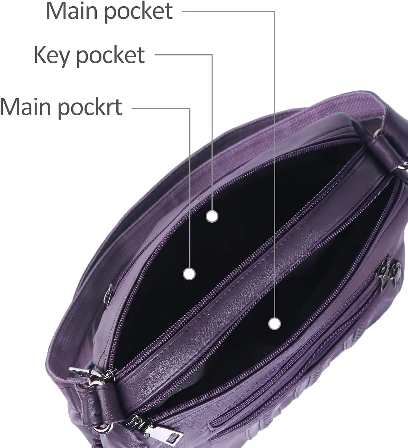 ELDA Purses for Women Pocketbooks Soft PU Leather Ladies Crossbody Purse Multi Pocket Shoulder Bag