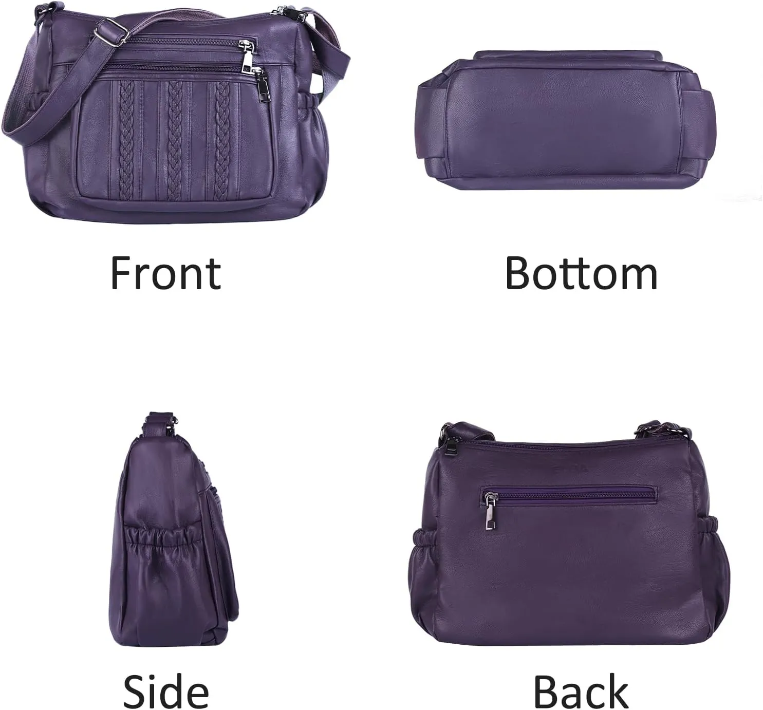 ELDA Purses for Women Pocketbooks Soft PU Leather Ladies Crossbody Purse Multi Pocket Shoulder Bag