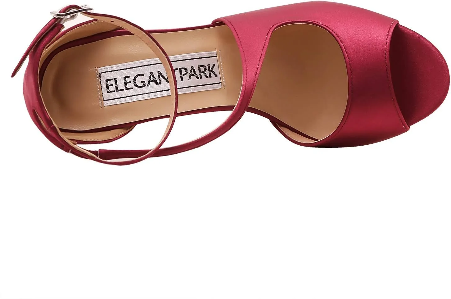 ELEGANTPARK High Heel Sandals for Women Peep Toe Ankle Straps Sandals Buckle Satin Evening Party Prom Wedding Bridal Shoes