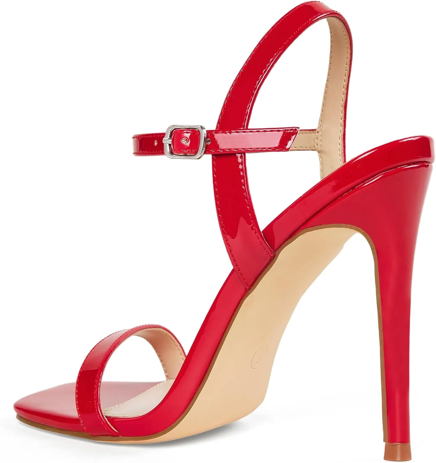Elisabet Tang Women's High Heeled Sandals 4 Inch Strappy Sling Back Stiletto Open Square Toe Heels with Ankle Straps at Wedding Party Prom Work Dating