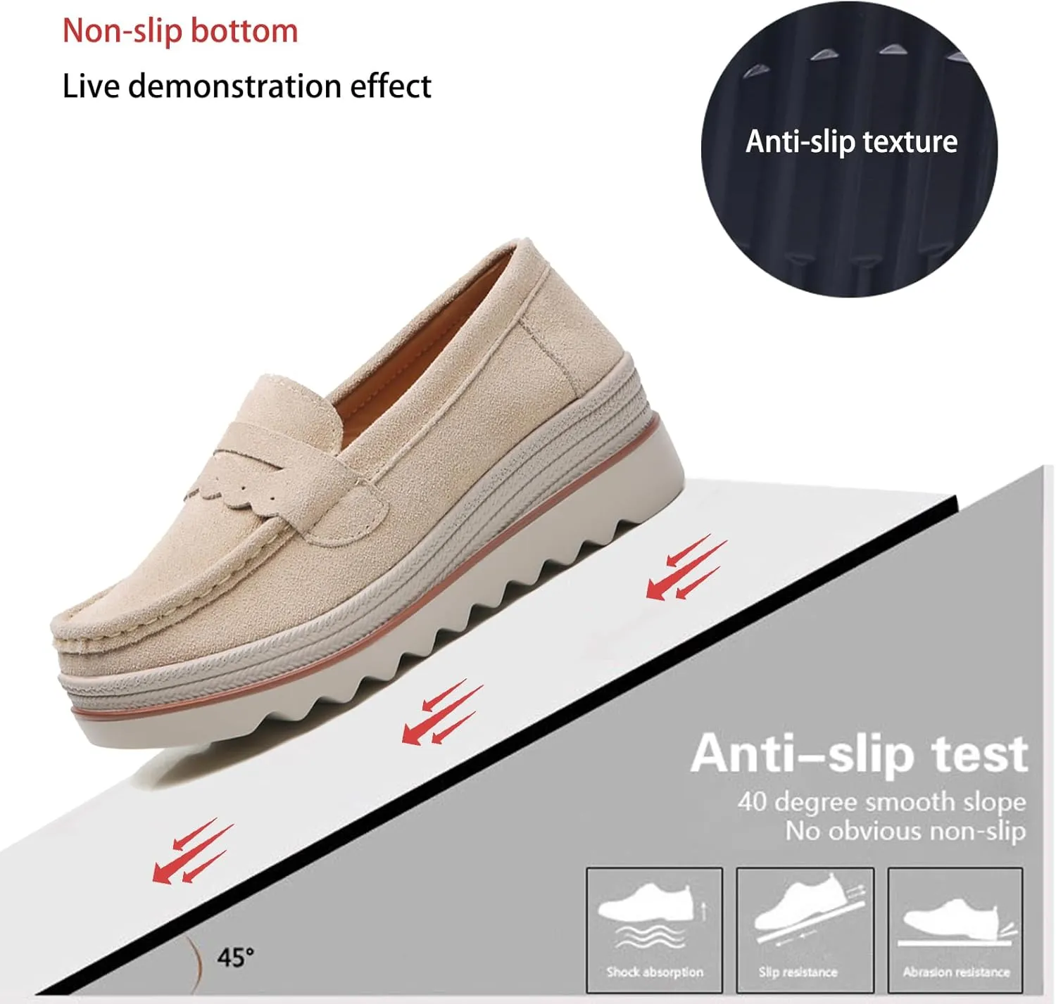 EnllerviiD Women's Platform Loafers Slip-On Comfortable Suede Moccasins Wedge Penny Loafers Casual Business Work Shoes