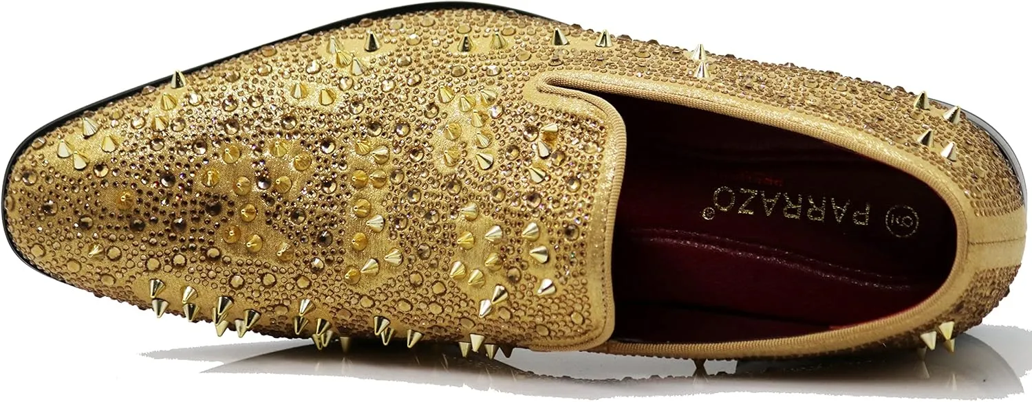 Enzo Romeo Men Fashion Rhinestones Studs Tuxedo Slip On Loafer Dress Shoes WBG