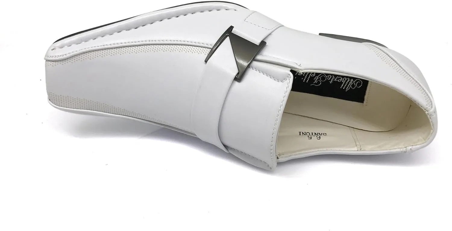 Enzo Romeo Stone Men's Dress Loafers Elastic Slip on with Buckle Fashion Shoes Runs Half Size Big