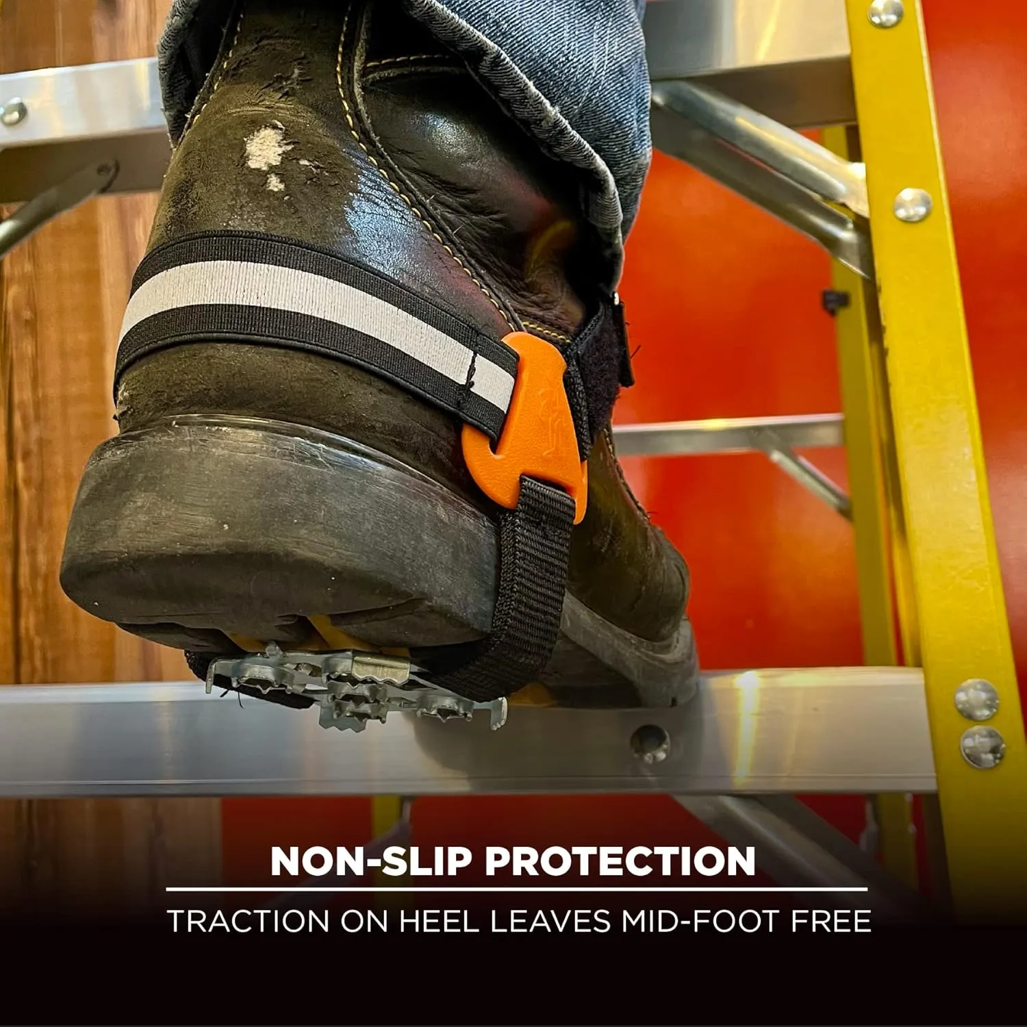 Ergodyne TREX 6315 Strap-On Heel Traction Cleat Grips Ice and Snow, Easily Attaches Over Heel of Shoe/Boot with Steel Plate to Provide Anti-Slip Solution, Medium/ Large,Black