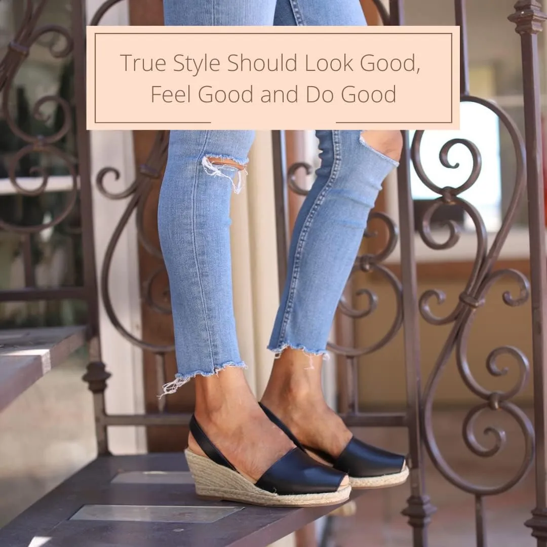 Espadrille Wedges for Women – Dressy Soft Leather Peep Toe Women’s Wedge Sandals, Casual Summer Slip on Espadrilles