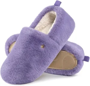 EverFoams Women's Closed Back Slippers Fuzzy Faux Wool Soft Lightweight Non Slip House Shoes