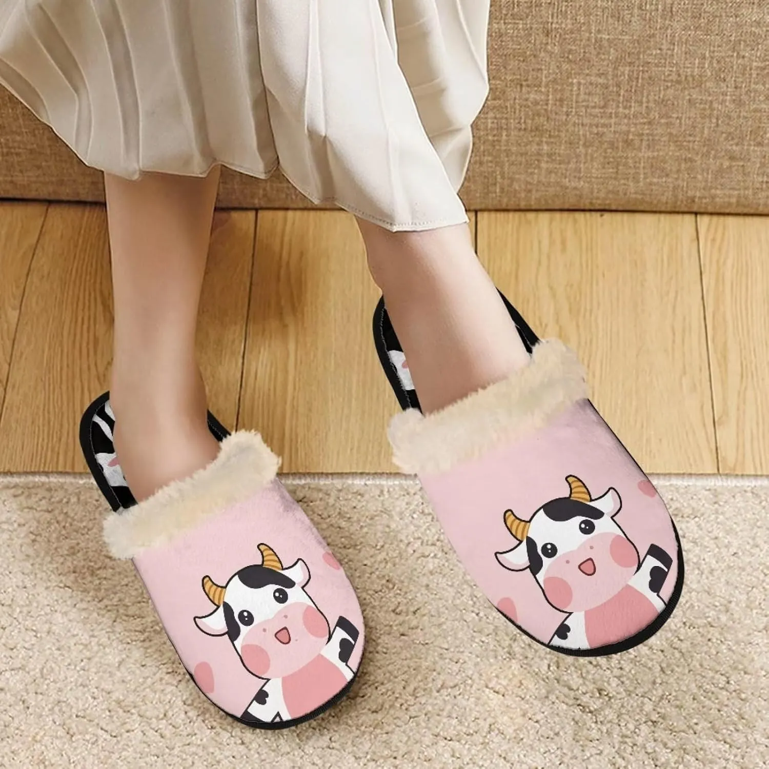 Fall Fuzzy Slippers for Man Anti-Skid Slippers for Women Indoor Fluffy Ultra Soft House Slippers for Autumn Winter