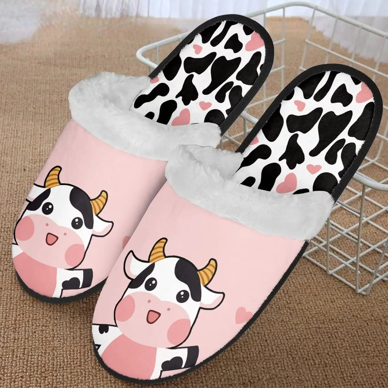 Fall Fuzzy Slippers for Man Anti-Skid Slippers for Women Indoor Fluffy Ultra Soft House Slippers for Autumn Winter