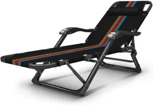 Fashion Sun Chair Breathable Folding Bed Lying Chair Balcony Beach Sun Lounger Noon Break Reclining Chair Seat Heavy Duty Adjustable for Patio Pool Outdoor Garden Beaches