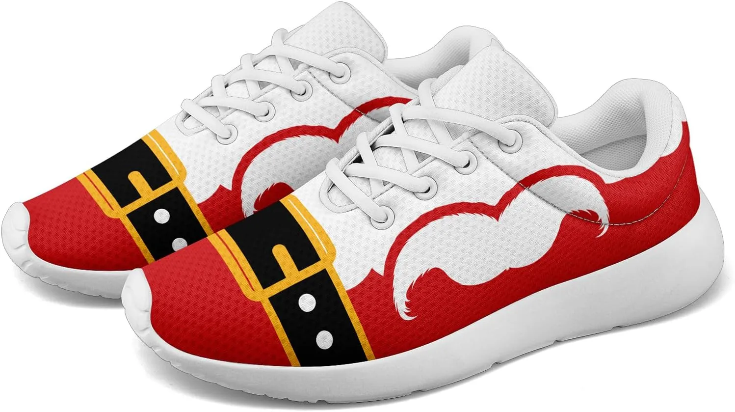 Festive Christmas Santa Sneakers for Men & Women Comfortable Shoes Red White Lightweight Breathable Walking Sneaker