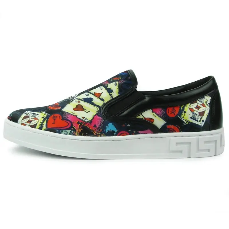 Fiesso FI-2344 Ace of Hearts Print Encore Loafers