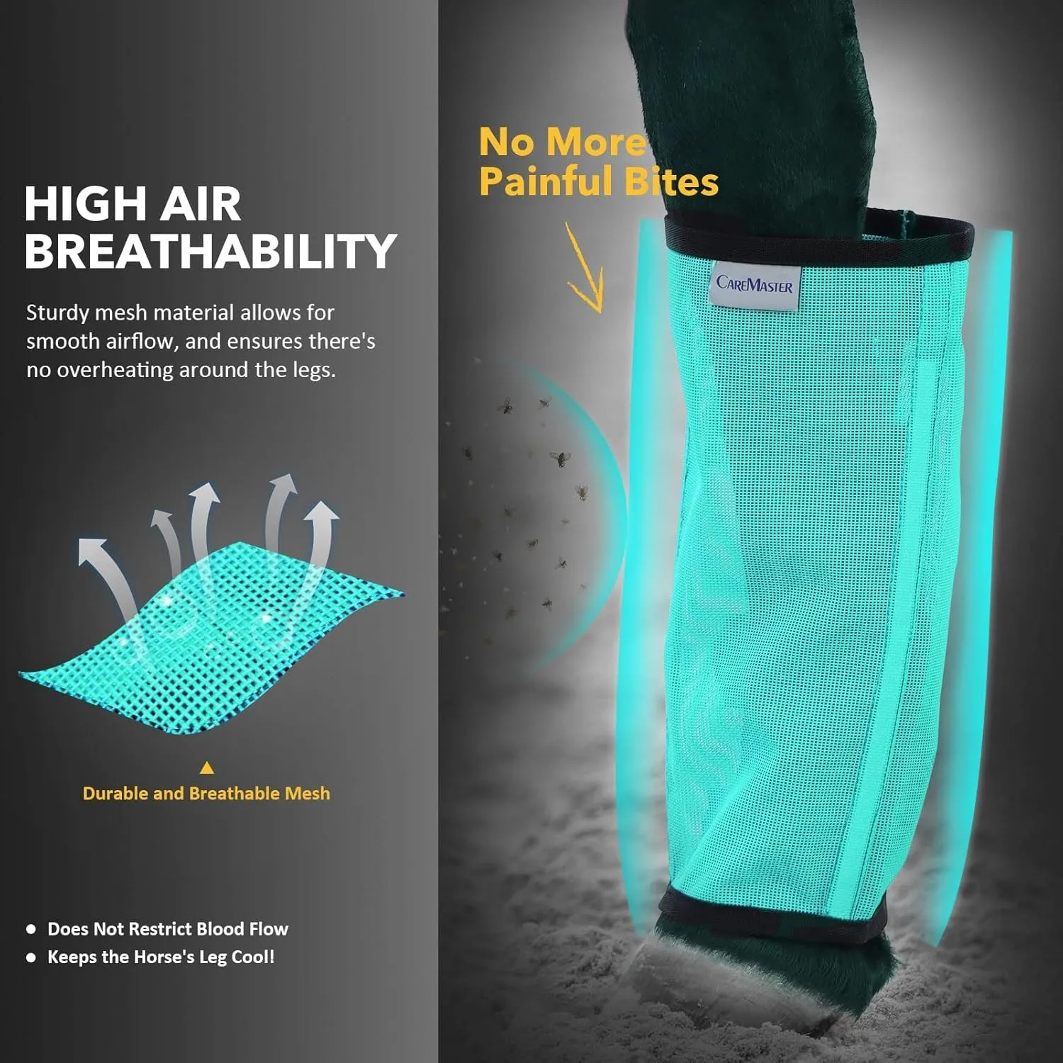 Fine Mesh Fly Boots Loose Fitting & Non-Slip Horse Fly Leggings No More Horsefly Nuisance Greatly Reduce Stomping Breathable with Natural Air Flow (Set of 4)